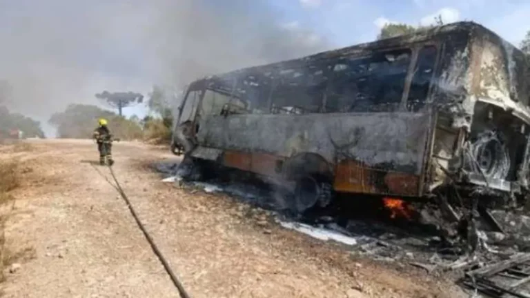 Ônibus escolar com crianças pega fogo no interior de Soledade