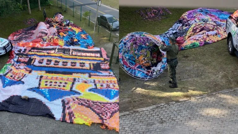 Balão de 18 metros é solto em área de conservação na Grande São Paulo