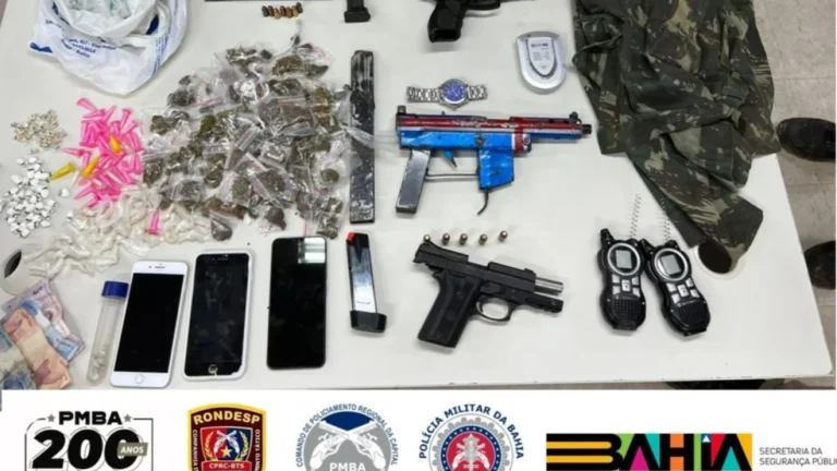 Dois morrem e três são presos após troca de tiros com a PM; suspeitos tinham submetralhadora e farda do exército brasileiro