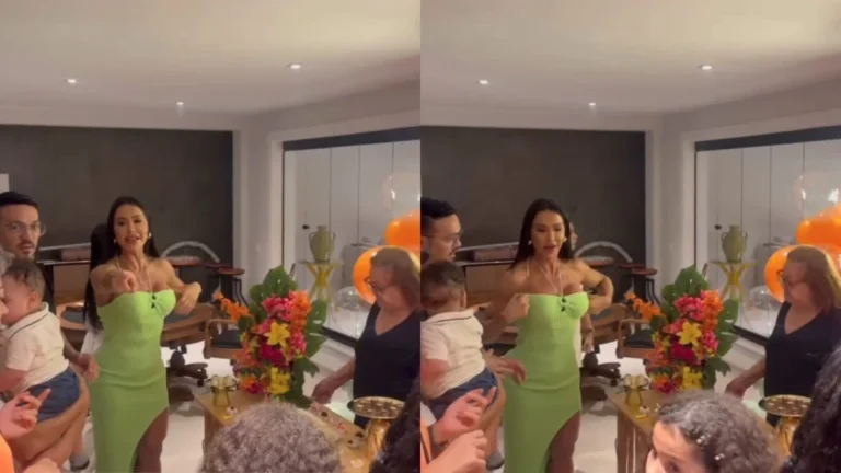 Gracyanne e Belo se reencontram em aniversário da mãe do cantor