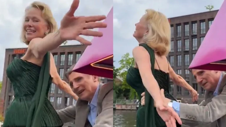 Supostos namorados, Pamela Anderson e Liam Neeson recriam cena de “Titanic”