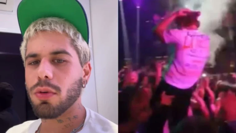 VÍDEO; Zé Felipe é apalpado em parte íntima por fã durante show e chuta mulher