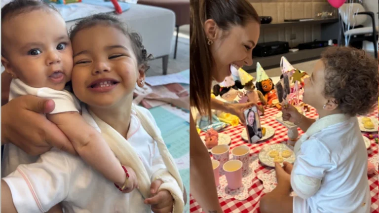 Filha de Neymar e Bruna Biancardi completa 2 anos com o braço engessado e ganha festa minimalista