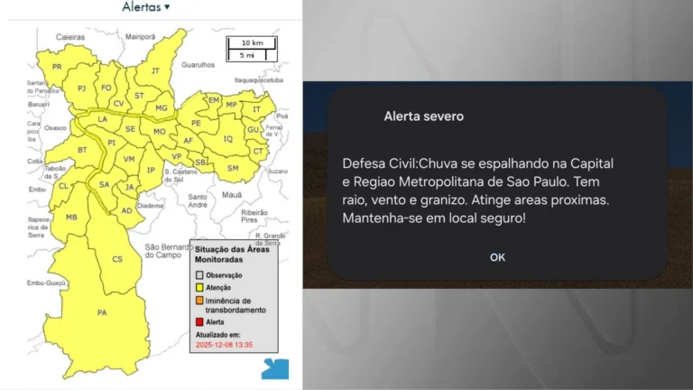 Forte chuva dispara alerta e coloca São Paulo em estado de atenção
