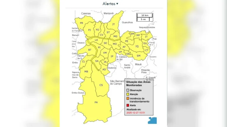 São Paulo entra em estado de atenção para fortes chuvas