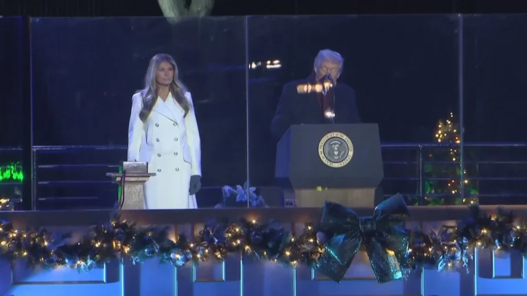 Trump e Melania acendem árvore de Natal em Washington