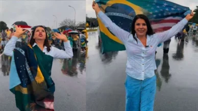 Na chuva, Mara Maravilha surge na caminhada de Nikolas Ferreira e sinaliza possível candidatura