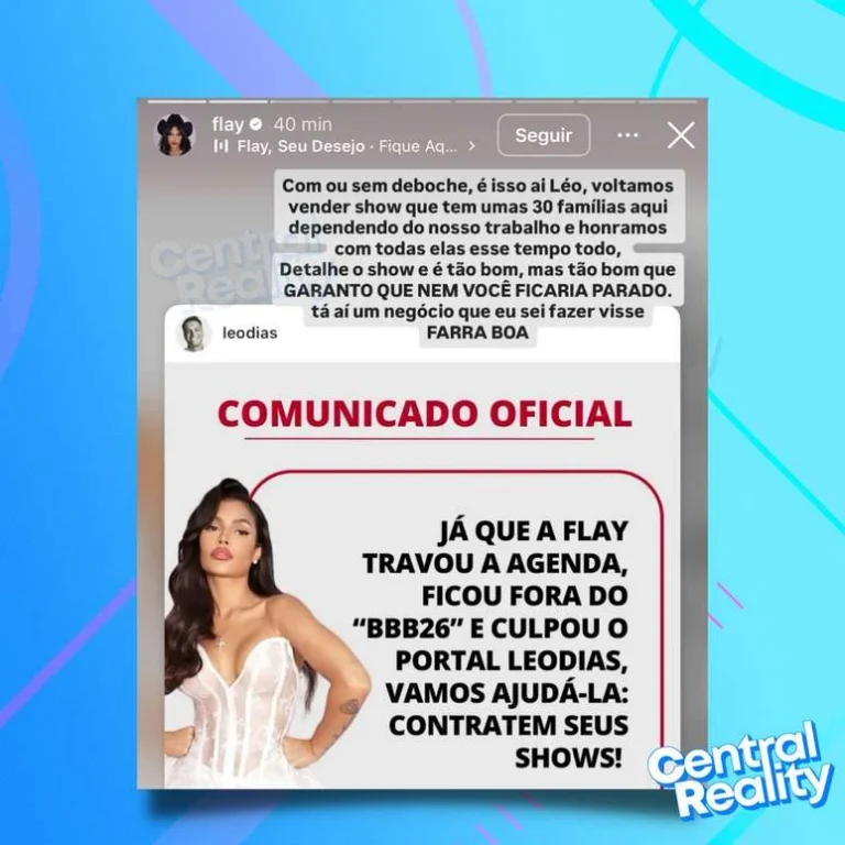 Leo Dias debocha após Flay dizer que foi desclassificada do BBB 26 por sua culpa