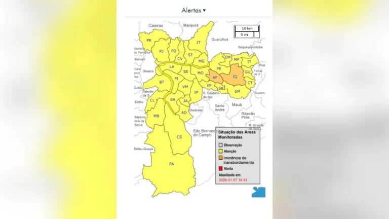 Fortes chuvas: cidade de SP entra em estado de alerta para alagamentos