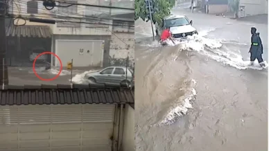 SP: Vídeo mostra momento em que idoso é arrastado pela enchente