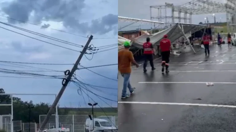 Vendaval derruba postes, tendas e deixa feridos em Paulínia (SP)