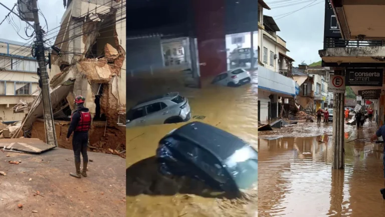 Chuvas em MG: Ubá tem desmoronamentos e carros levados por enxurrada