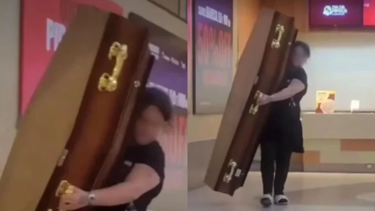 Mulher usa caixão para aproveitar oferta de pipoca no cinema em SP; entenda