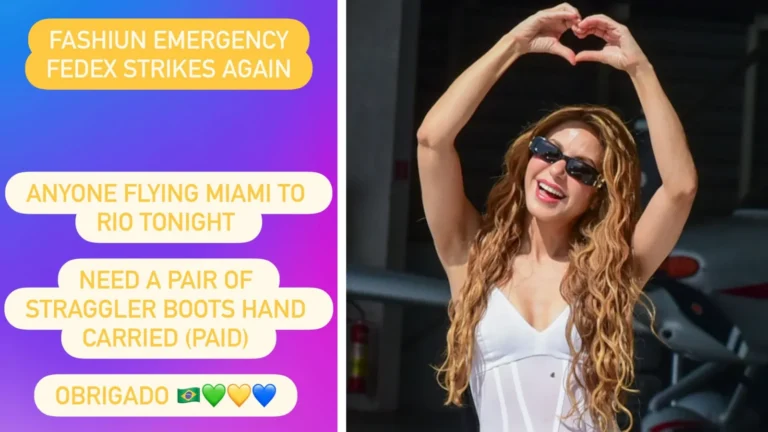 Estilista de Shakira pede ajuda para transportar look da cantora para o RJ