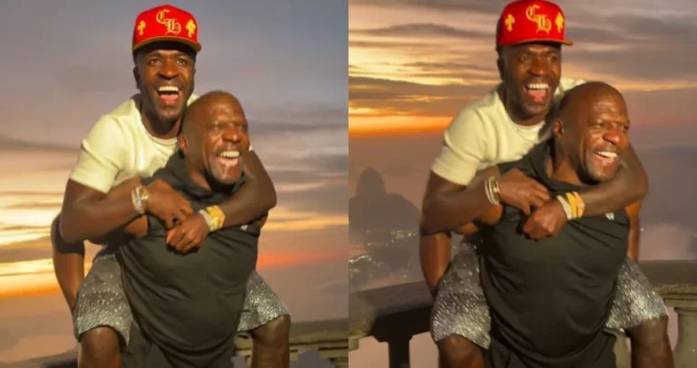 Terry Crews carrega Vini Jr. em encontro no Cristo Redentor