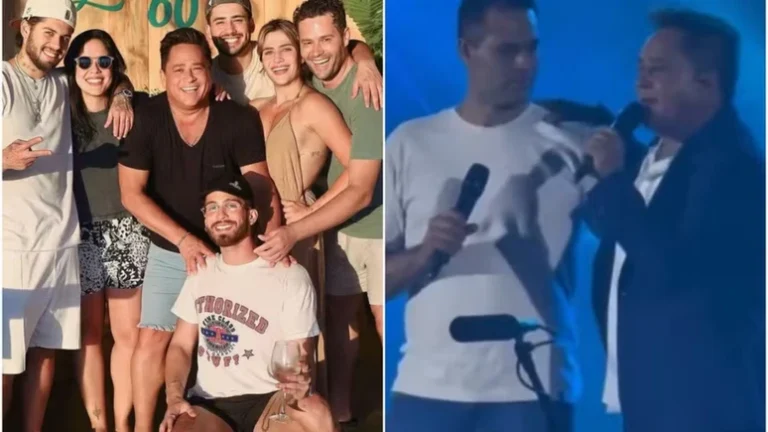 Leonardo reclama dos filhos em show e elogia primogênito: ‘É o único’