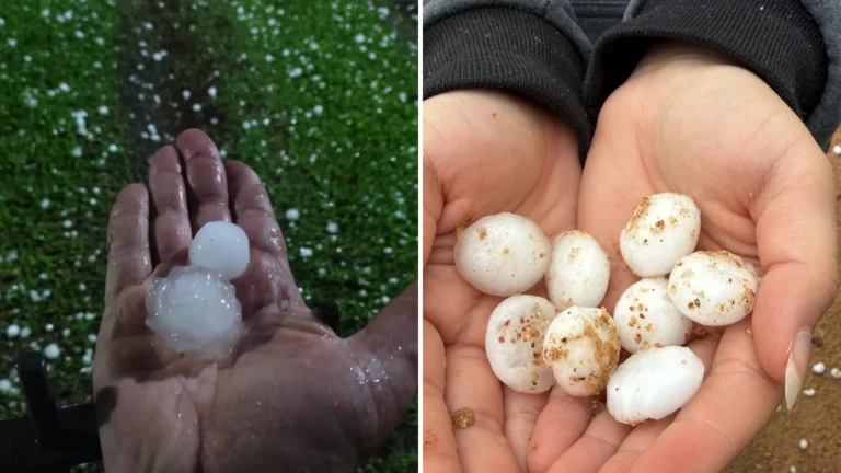 Cidades do RS registram fortes chuvas de granizo; veja imagens