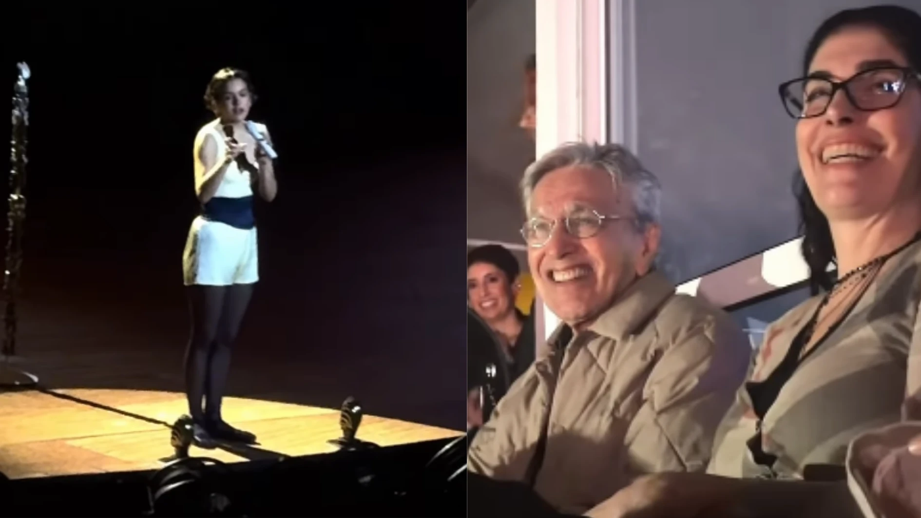 Caetano Veloso vai ao show de Rosalía e ganha homenagem: 