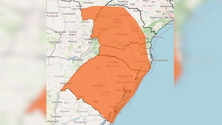 Inmet emite alerta de perigo para tempestades no Sul nesta segunda (21)