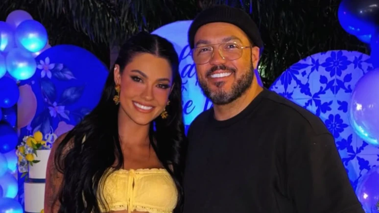 Rayane Figliuzzi posa ao lado de Belo em seu aniversário e rebate rumores de crise após polêmicas